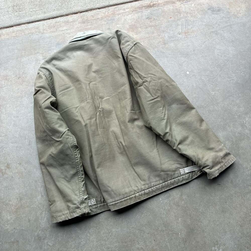 Vintage US Navy A-2 Deck Jacket 1970s Military Olive Green Large - Picture 4 of 4
